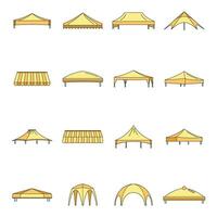 Canopy shed overhang icons set vector color