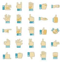 Gesture icons set vector color