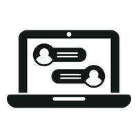 Laptop group chat icon simple vector. Share button vector