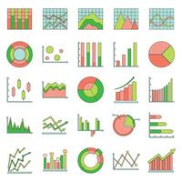 Chart diagram icon set vector color