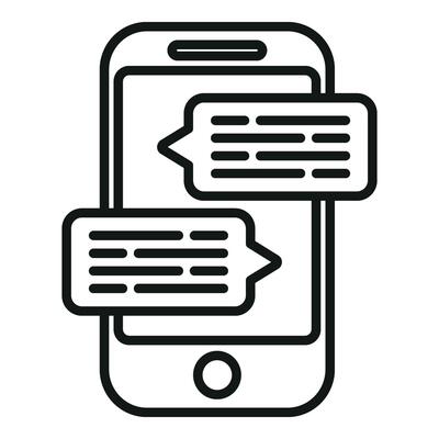 Chat phone icon outline vector. Bubble speech