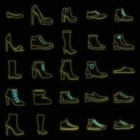 Footwear shoes icon set vector neon