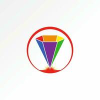 Logo design graphic concept creative abstract premium vector sign stock unique 3D pyramid prism colorful on backwards. Related to bulk silos storage