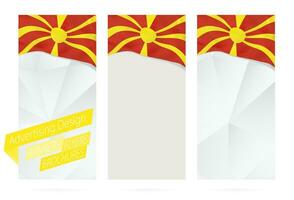 Design of banners, flyers, brochures with flag of Macedonia. vector