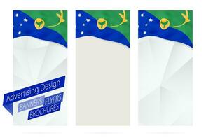 diseño de pancartas, volantes, folletos con bandera de Navidad isla. vector