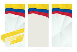 Design of banners, flyers, brochures with flag of Colombia. vector