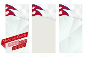 Design of banners, flyers, brochures with flag of Nepal. vector