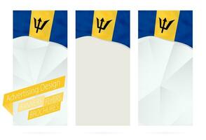 Design of banners, flyers, brochures with flag of Barbados. vector