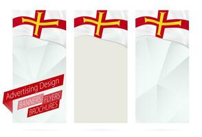 Design of banners, flyers, brochures with flag of Guernsey. vector