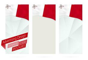 diseño de pancartas, volantes, folletos con bandera de Malta. vector