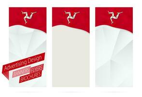 Design of banners, flyers, brochures with flag of Isle of Man. vector