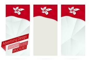 Design of banners, flyers, brochures with flag of Hong Kong. vector