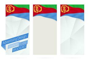 Design of banners, flyers, brochures with flag of Eritrea. vector