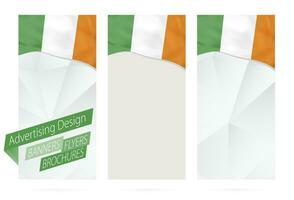 diseño de pancartas, volantes, folletos con bandera de Irlanda. vector