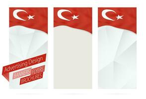 Design of banners, flyers, brochures with flag of Turkey. vector