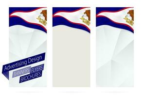 diseño de pancartas, volantes, folletos con bandera de americano samoa vector