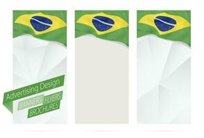 diseño de pancartas, volantes, folletos con bandera de Brasil. vector