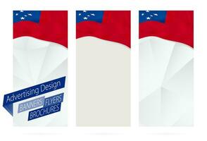 Design of banners, flyers, brochures with flag of Samoa. vector