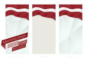 Design of banners, flyers, brochures with flag of Latvia. vector