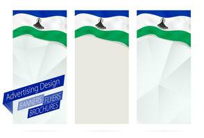 diseño de pancartas, volantes, folletos con bandera de Lesoto. vector