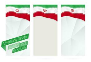 Design of banners, flyers, brochures with flag of Iran. vector