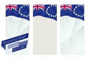 Design of banners, flyers, brochures with flag of Cook Islands. vector