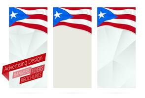 Design of banners, flyers, brochures with flag of Puerto Rico. vector