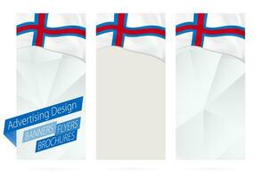 Design of banners, flyers, brochures with flag of Faroe Islands. vector