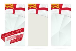 Design of banners, flyers, brochures with flag of Sark. vector