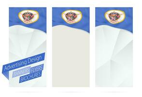 Design of banners, flyers, brochures with Minnesota State Flag. vector