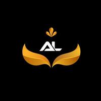 Vector monogram letter AL logo design with golden white