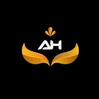 Vector monogram letter AH logo design with golden white