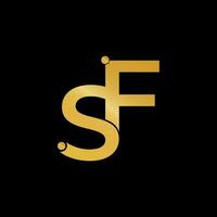 sf letra vector logo diseño dorado