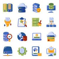 paquete de iconos planos de datos vector