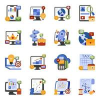 Pack of Business and Data Flat Icons vector