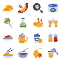 Set of Food and Veggies Flat Icons vector