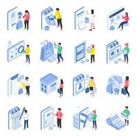 Set of Shopping and Commerce Flat Illustration vector