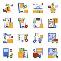 Set of Freight Flat Icons vector