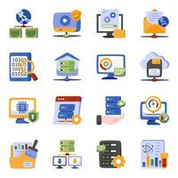 Pack of Security and Infographic Flat Icons vector