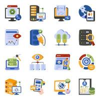 Pack of Data Analytics Flat Icons vector