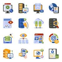 Pack of Data Analytics Flat Icons vector