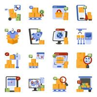 Set of Freight and Cargo Flat Icons vector