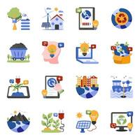 Pack of Eco Flat Icons vector
