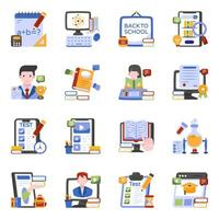 Pack of Education Flat Icons vector