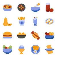 Set of Food and Fruit Flat Icons vector