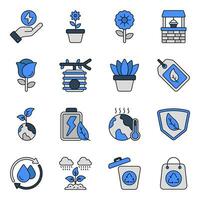 paquete de iconos planos ecológicos vector