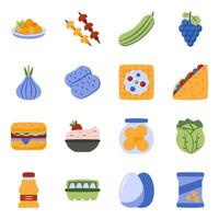 Set of Nutritious Diet Flat Icons vector