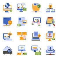 Pack of Big Data Flat Icons vector