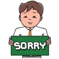 Businessman showing sorry word gesture png