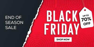 Black Friday horizontal banner illustration in paper style vector